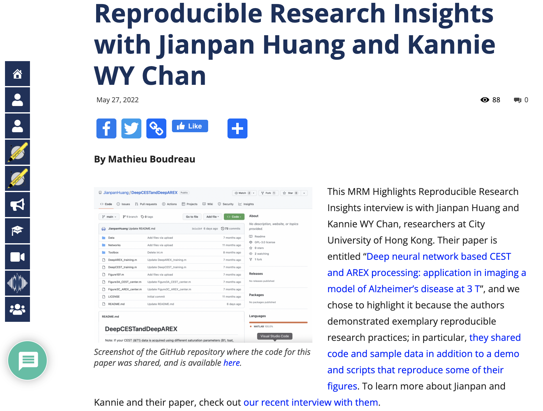 Reproducible Research Insights with MRM Highlights Editor Mathieu Boudreau